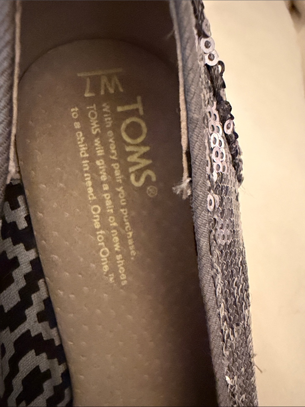 Toms Women's Sequin Slip-On Flats in Silver Gray - Picture 3 of 10